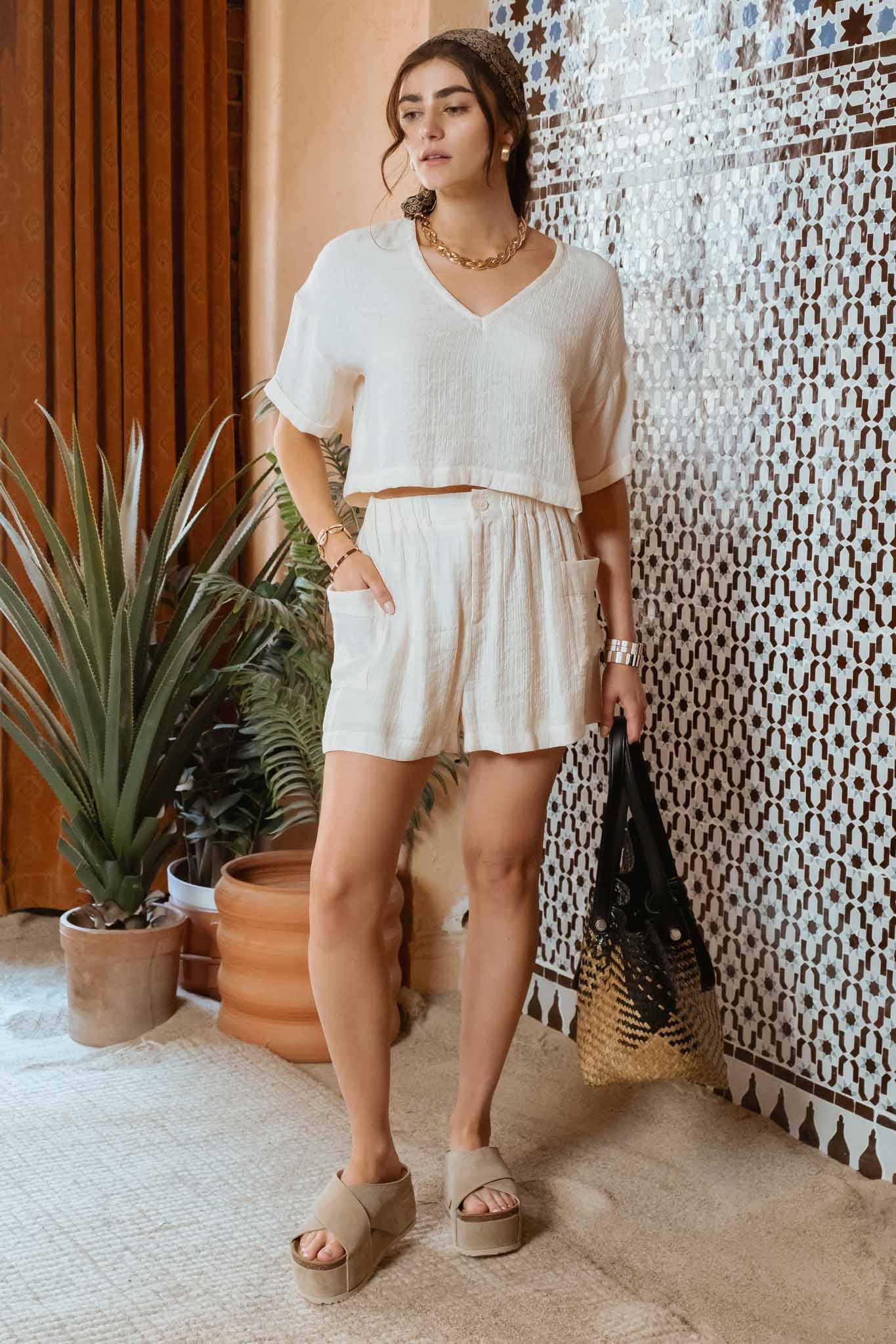 CRINKLE KNIT SHORTS