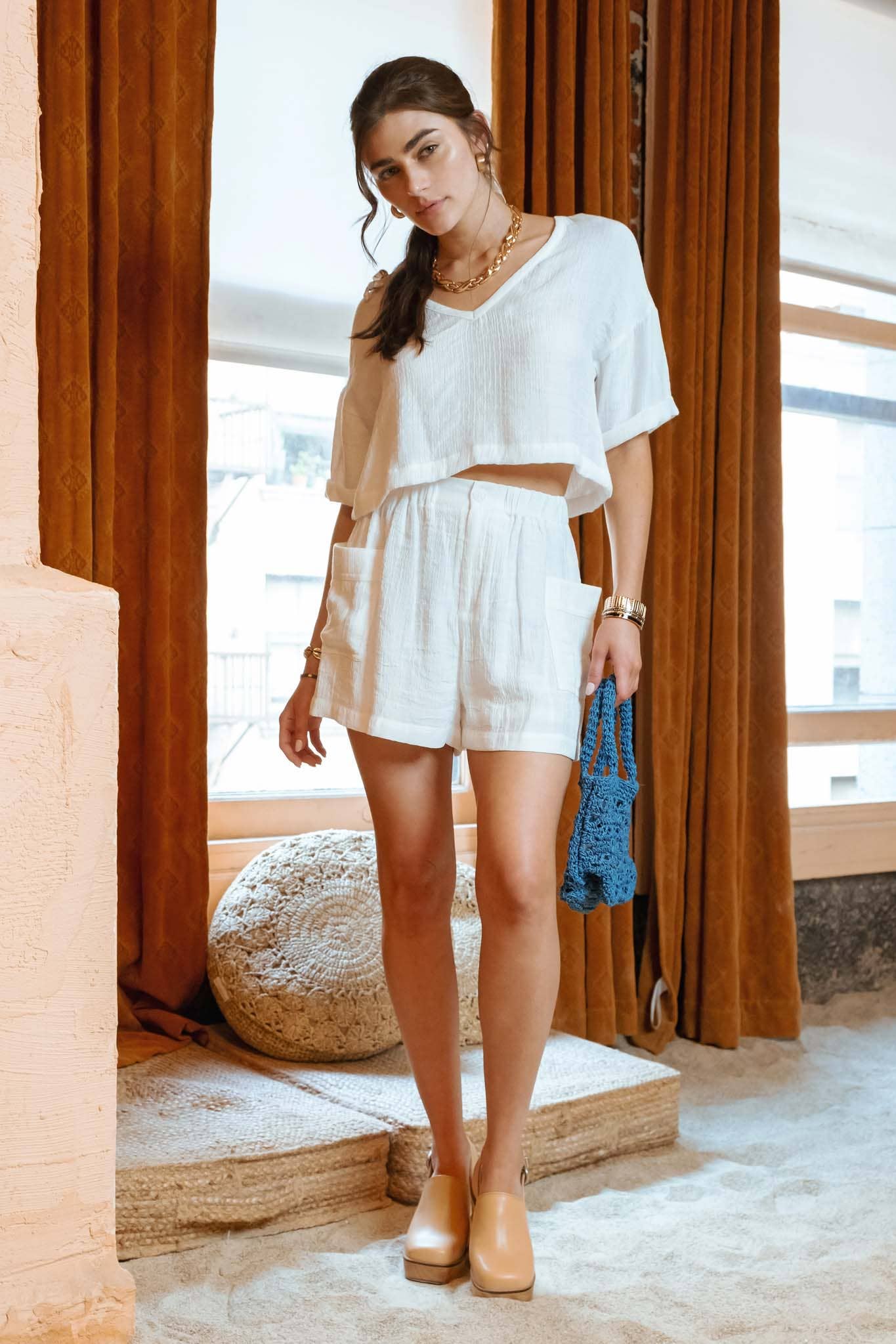 CRINKLE KNIT SHORTS