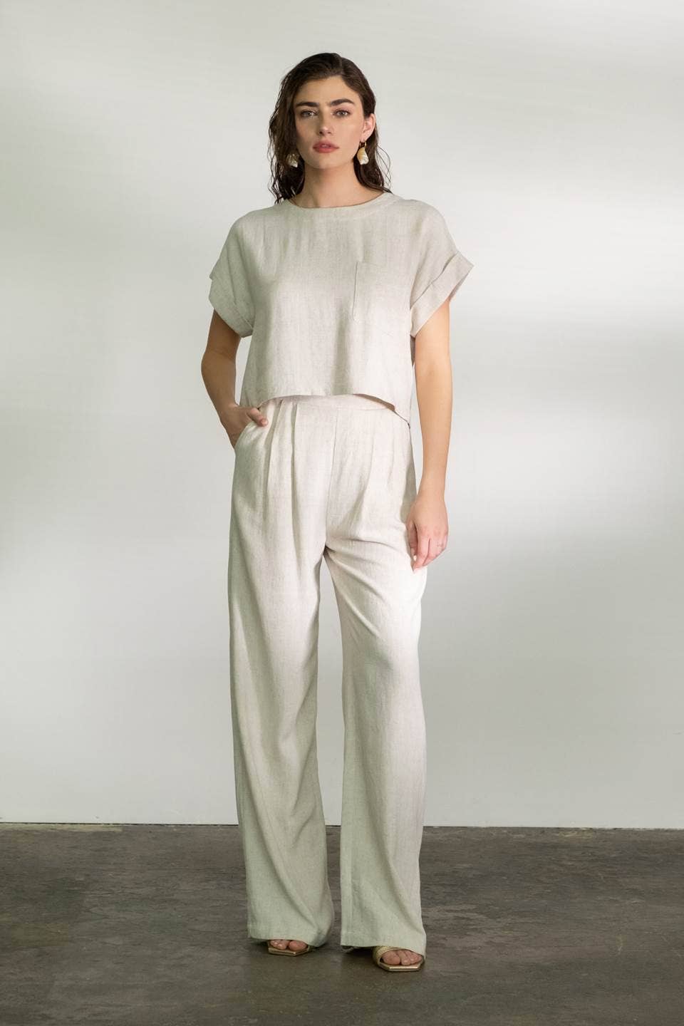 LINEN SHORT SLEEVE TOP