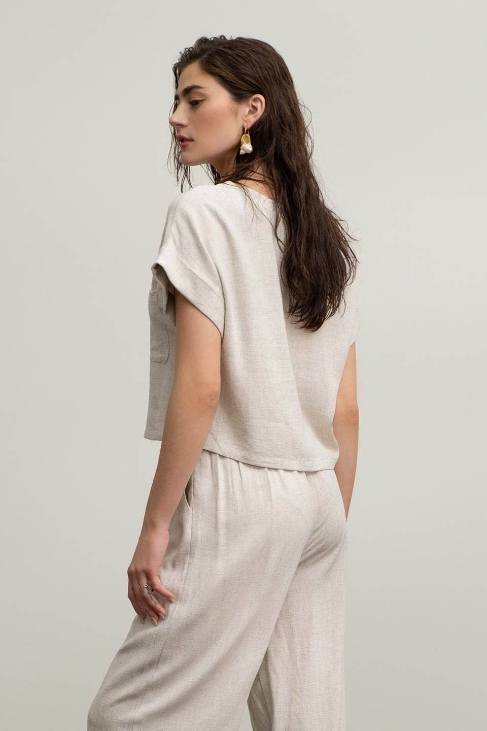 LINEN SHORT SLEEVE TOP