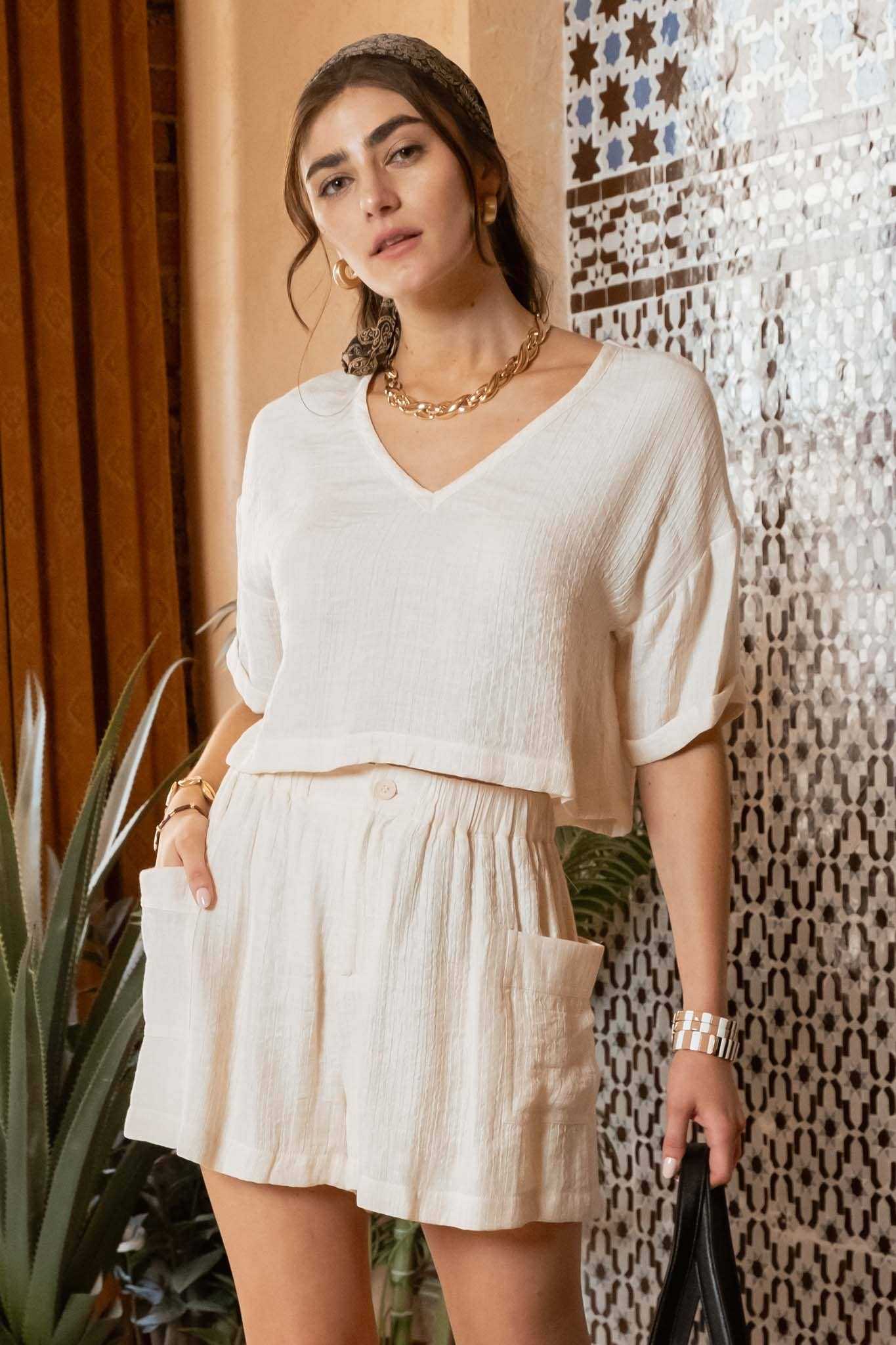 CRINKLE KNIT SHORTS