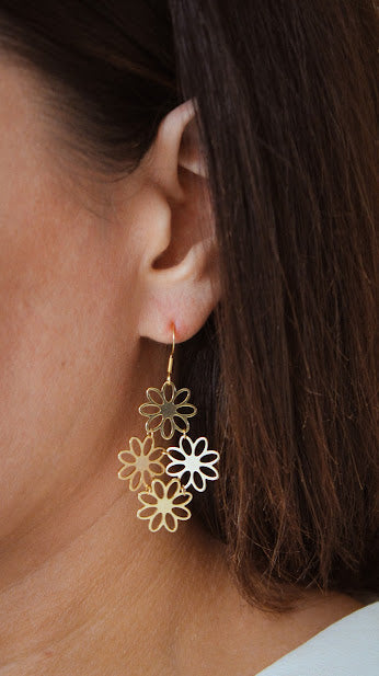 Connected Flower Chandelier Earrings